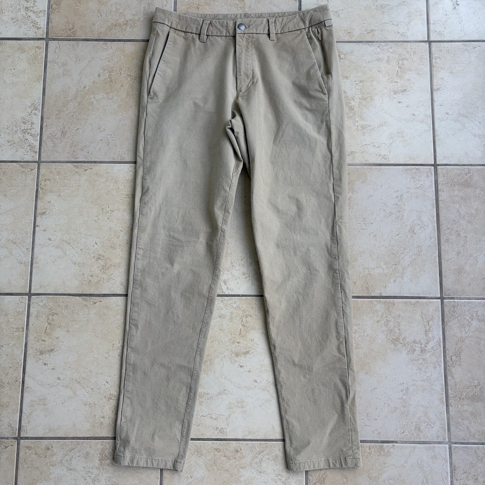 Lululemon Pants Mens 32x31 Khaki Tan Canvas Commission Slim Fit Tapered Chino - Picture 2 of 11